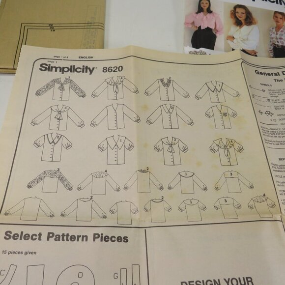 Simplicity 8620 sewing pattern Blouse, Shirt UNCUT Size 18-22 - Picture 7 of 9
